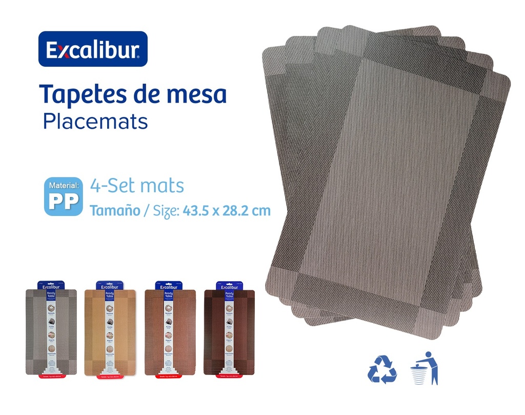 INDIVIDUALES DE MESA PLASTICOS EXCALIBUR 10-565
