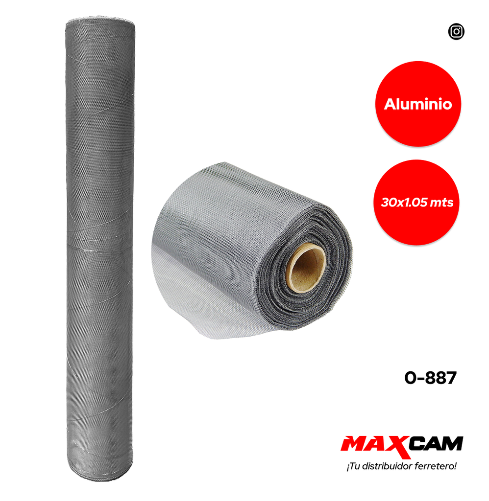 MALLA MOSQUITERO ALUMINIO/BRILLAN 30x1,05 MTS TRICAL 0-887