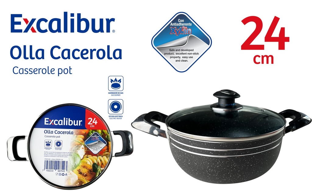 OLLA CACEROLA CON TAPA 24" EXCALIBUR 10-547