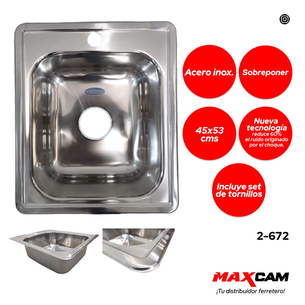 FREGADERO A INOX P/EMPO 45X53CM FANAINOX 2-672