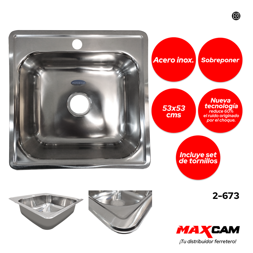 FREGADERO A INOX P/EMPO 53X53CM FANAINOX 2-673