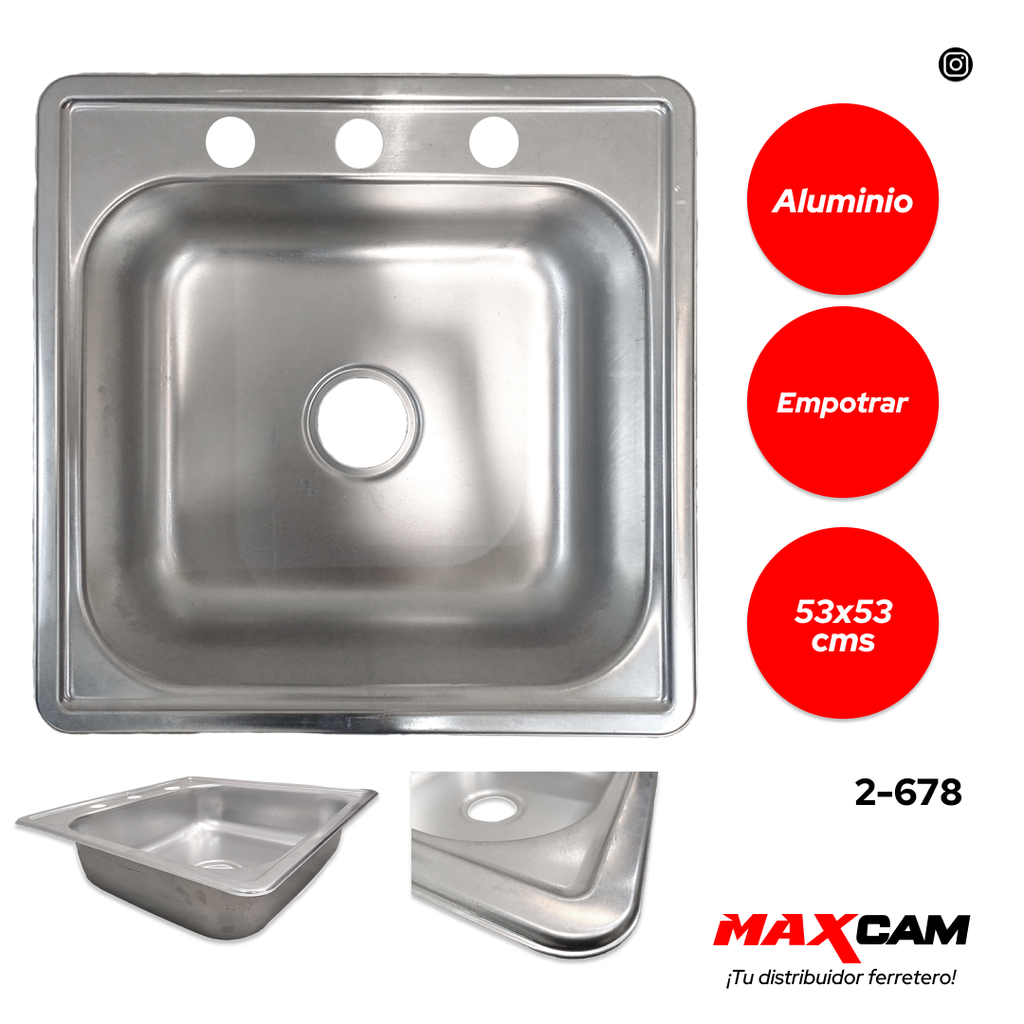 FREGADERO ALUMINIO P/EMPO SENC 53X53CM FANAINOX 2-678