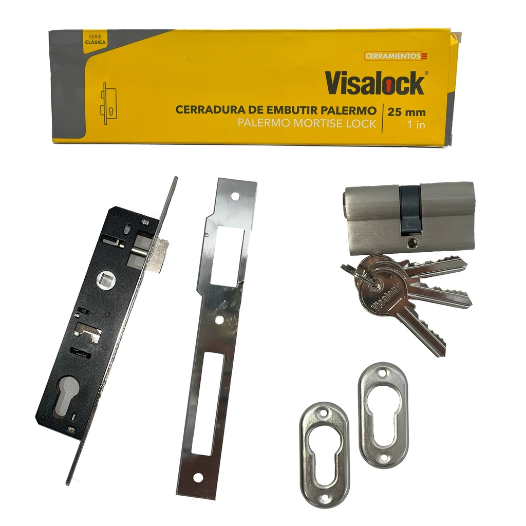 [2-688] CERRADURA EMBUTIR DE SEGURIDAD 16MM CIL 54MM VISA LOCK 2-688