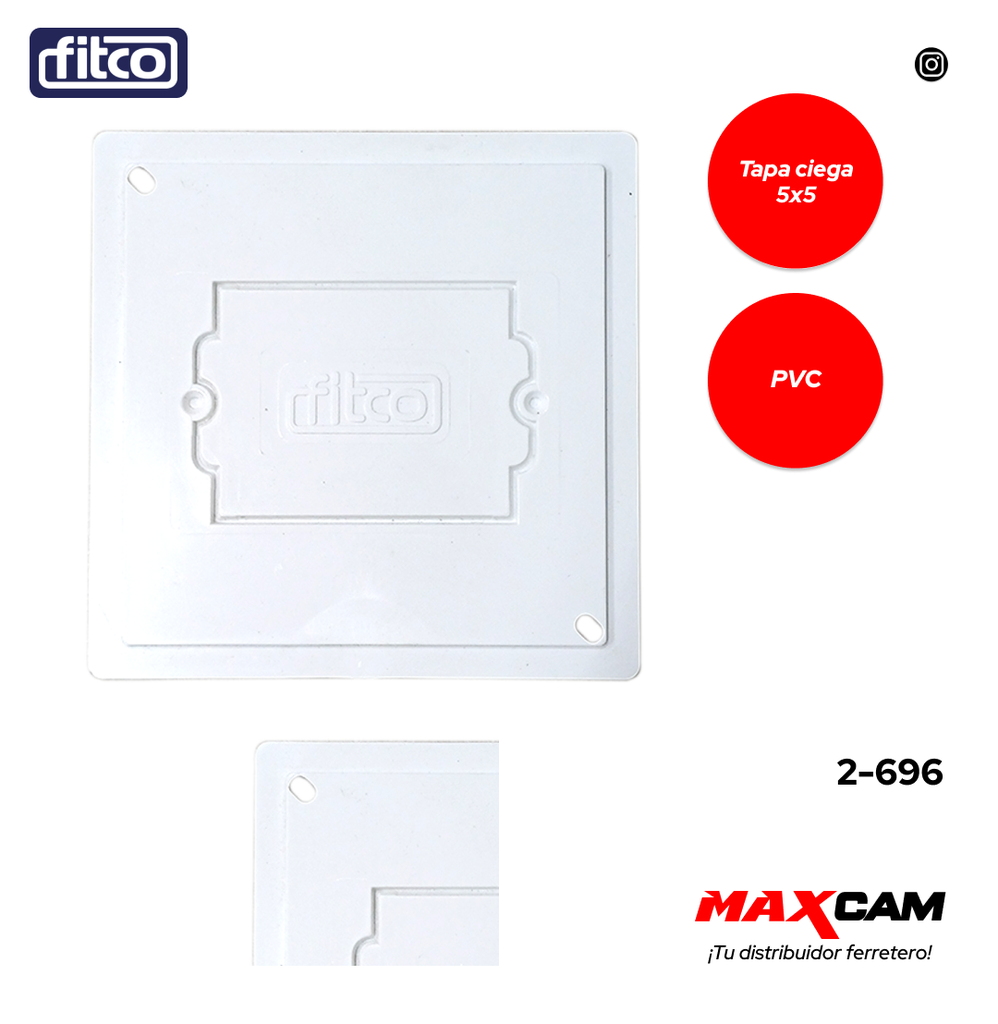 TAPA CIEGA CUADRADA 5x5 BLANCA FITCO 2-696