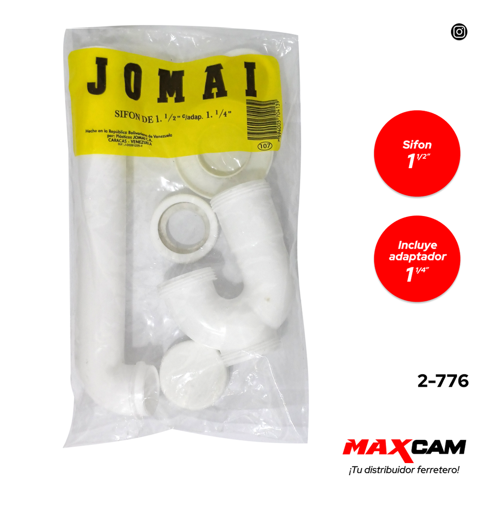 SIFON DE 1 1/2" C/ADAPTADOR A 1 1/4" JOMAI 2-776