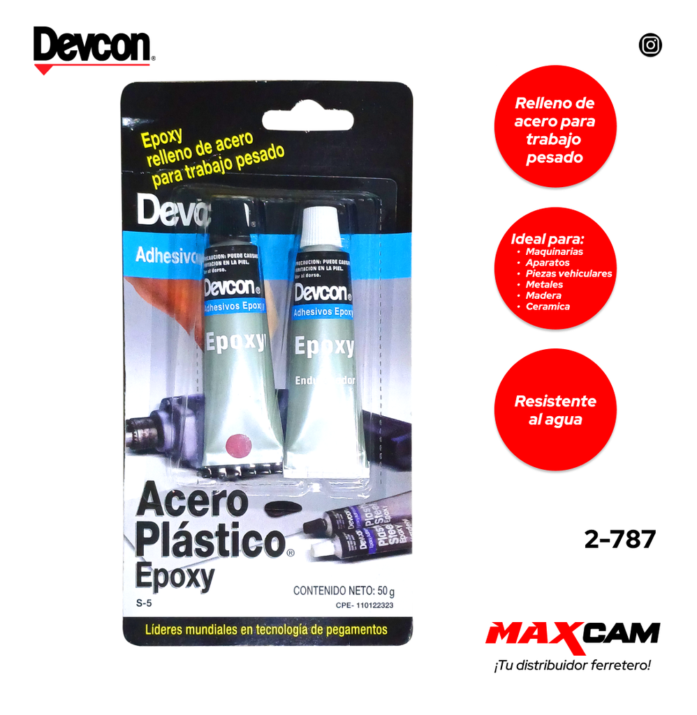 PEGA EPOXY ACERO PLASTICO 50G DEVCON 2-787