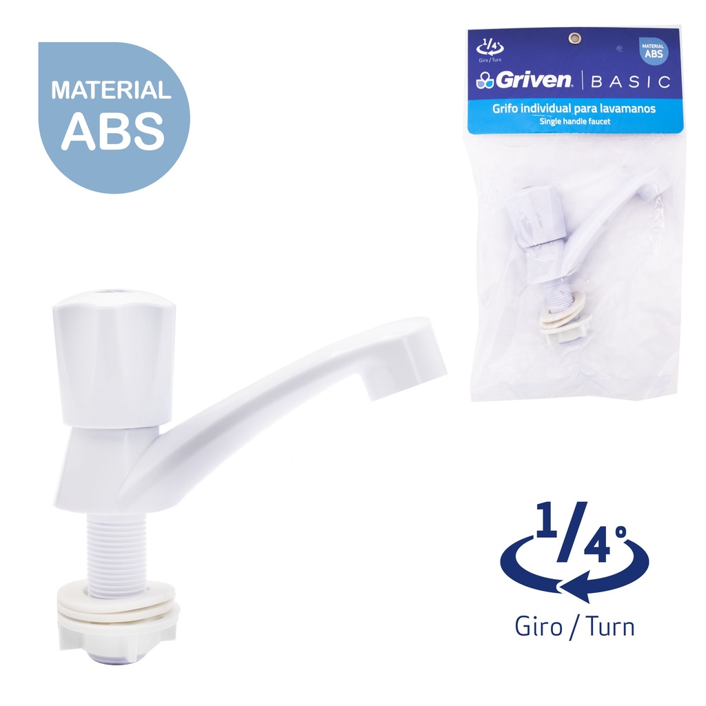 LLAVE LAVAMANO PLASTICA BLANCA GRIVEN 3-242