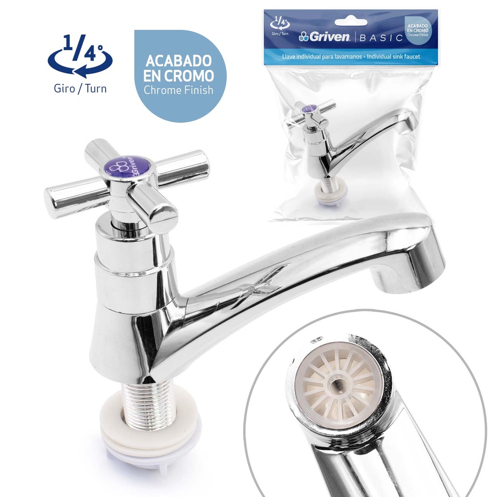 LLAVE LAVAMANO INDIVIDUAL PLAST/CROM GRIVEN 3-267