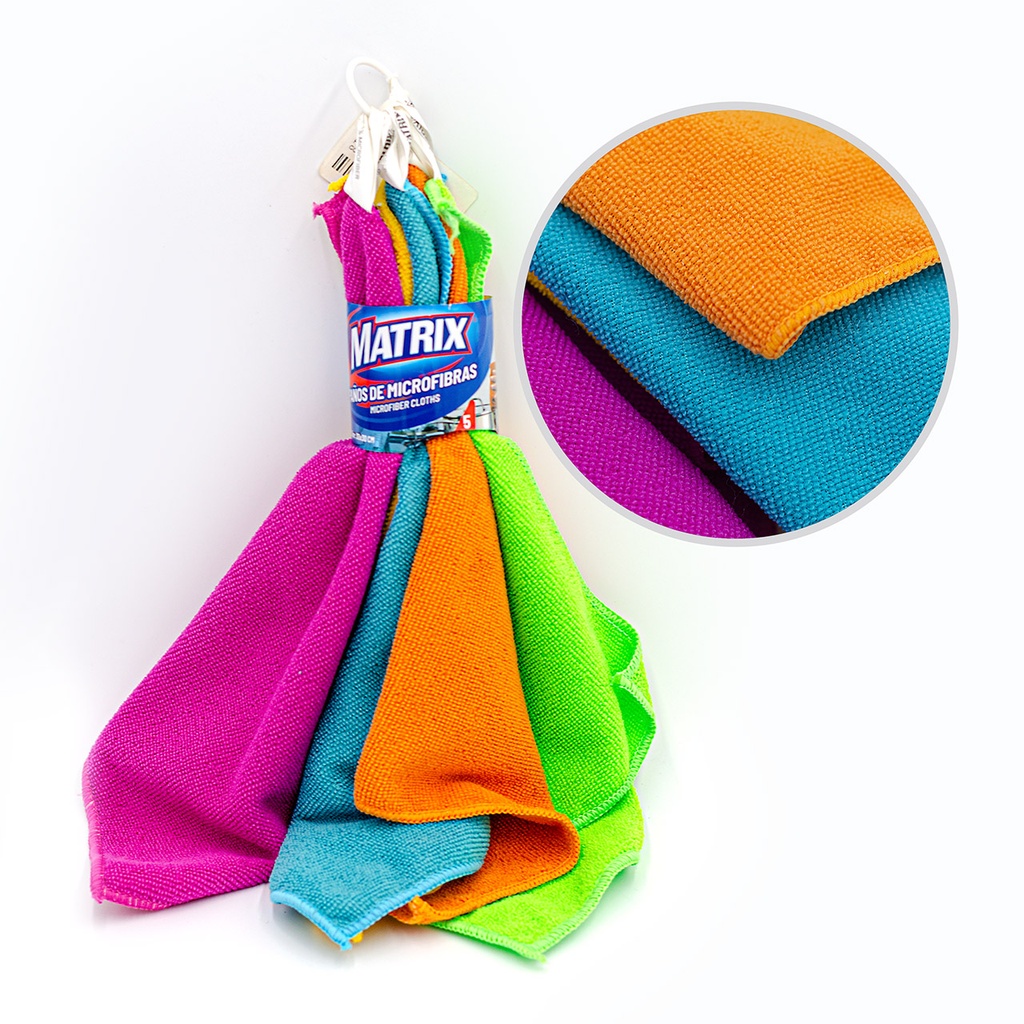 PAÑO MICROFIBRA MATRIX x 5 UNID 30x30cm 3-359