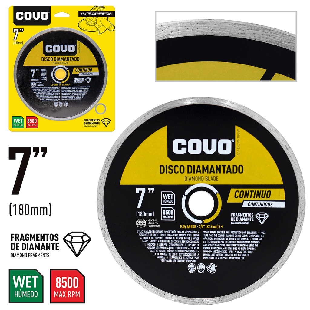 DISCO C/CONCRETO CONTINUO x 7" COVO 3-501