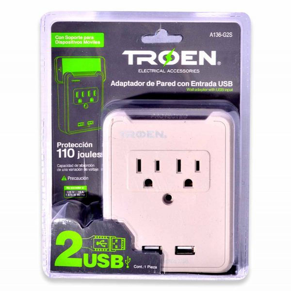 CONVERTIDOR 2 TOMAS + 2 USB TROEN 3-581