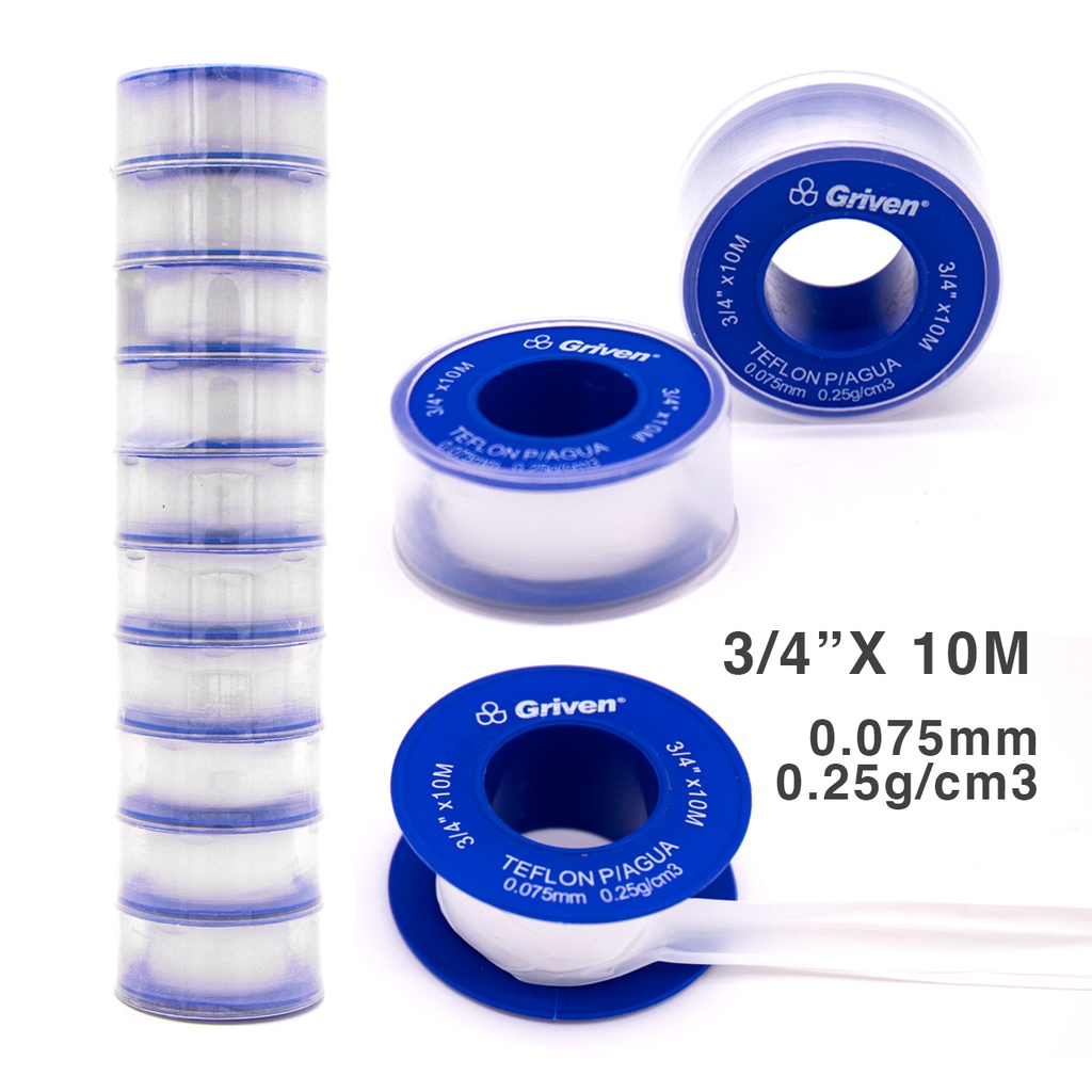 TEFLON ECONOMICO 3/4 x 10MTS GRIVEN 3-657