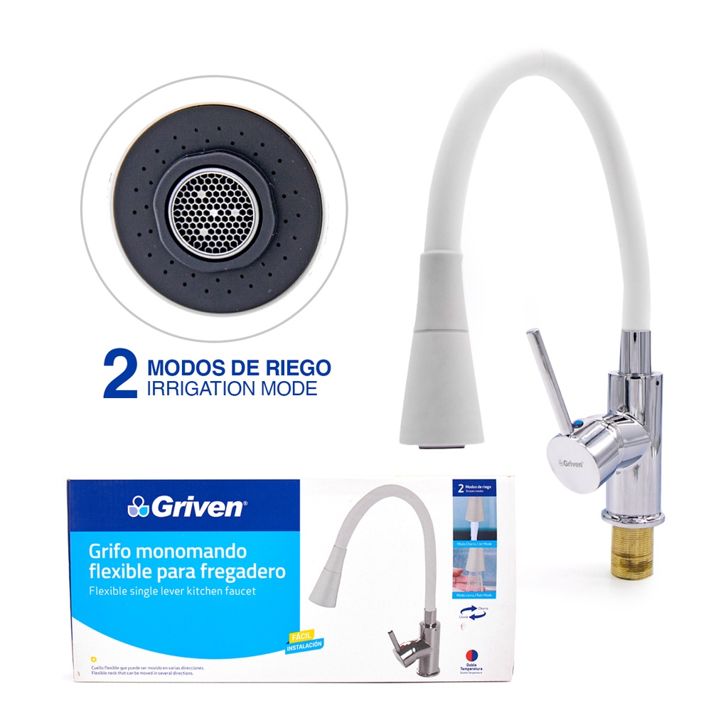 LLAVE FREGADERO MONOMANDO FLEX BLANCO GRIVEN 3-976