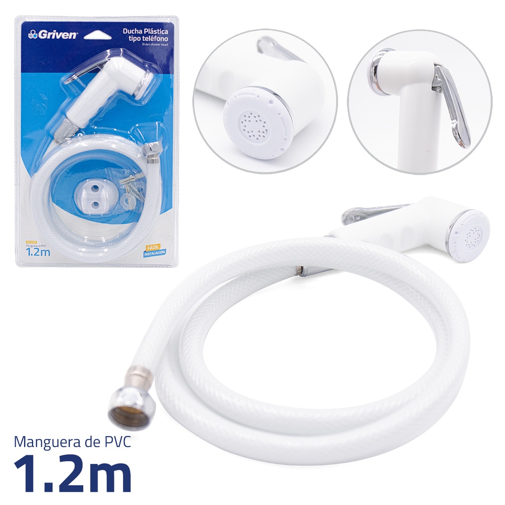 DUCHA TELEFONO PLASTICA BLANCA GRIVEN BLISTER 3-981