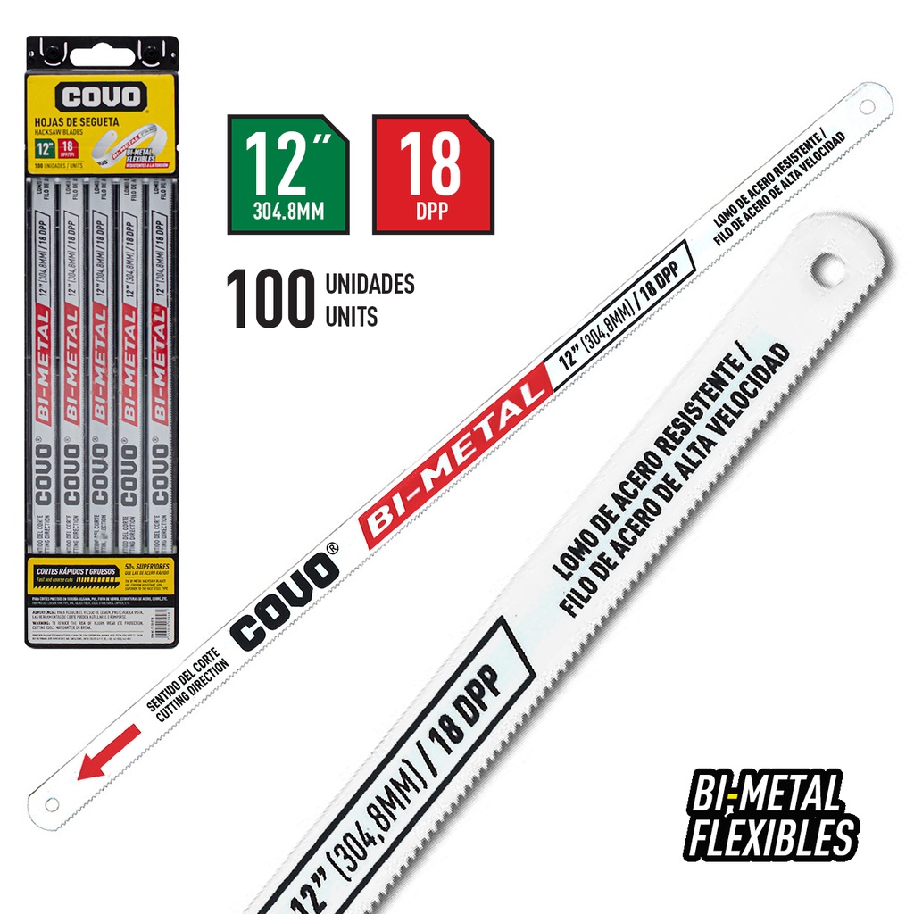 [4-019] HOJA SEGUETA 12" 18TPI x 100 UNID COVO 4-019