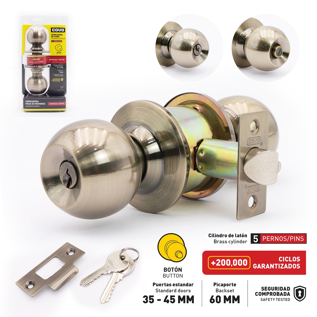 CERRADURA DE POMO BOTON BRONCE COVO 4-131