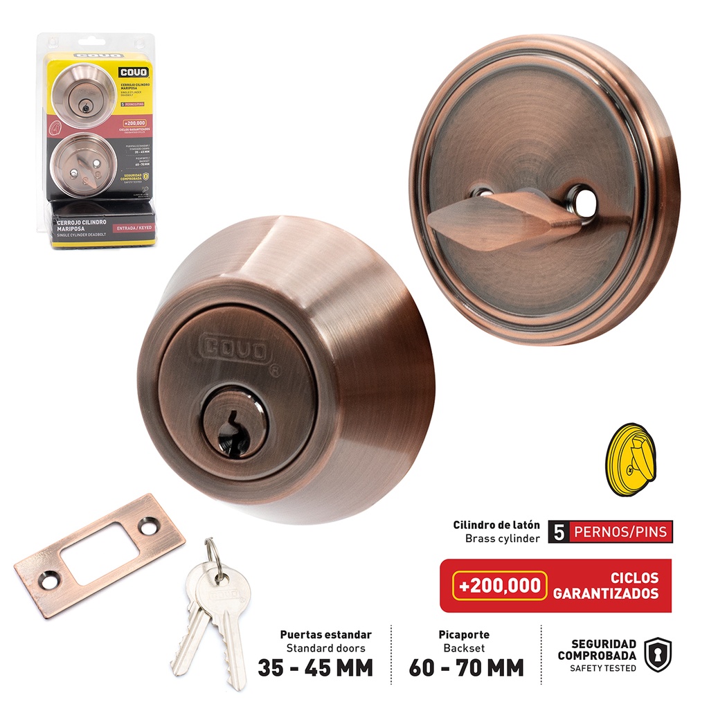 [4-138] CERROJO LLAVE/MARIPOSA COBRE COVO 4-138