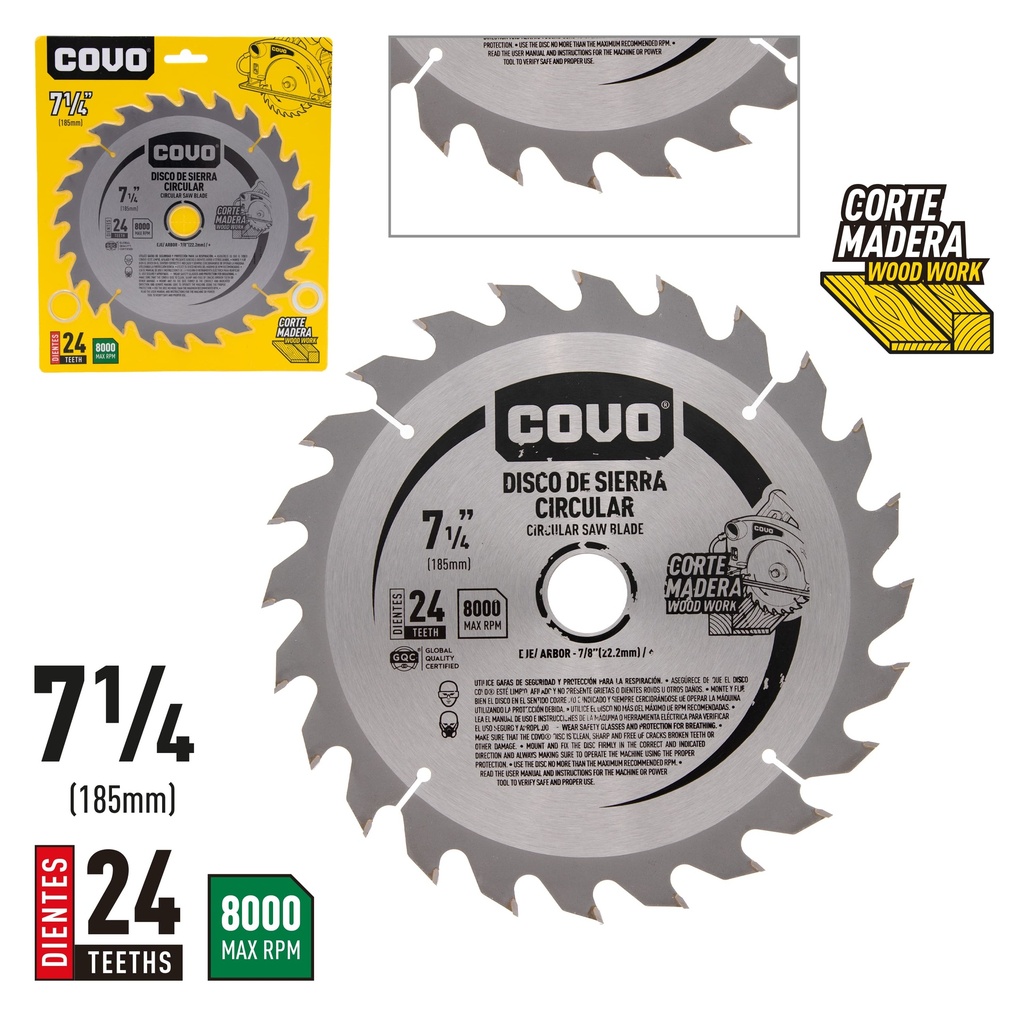 DISCO P/SIERRA CIRCULAR 7 1/4" 24D  COVO 4-172
