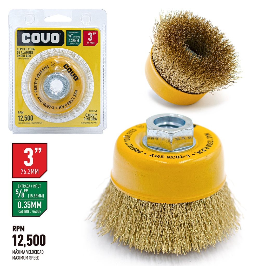 CEPILLO CIRC ALAMBRE ONDULADO 3" x 5/8 COVO 4-182