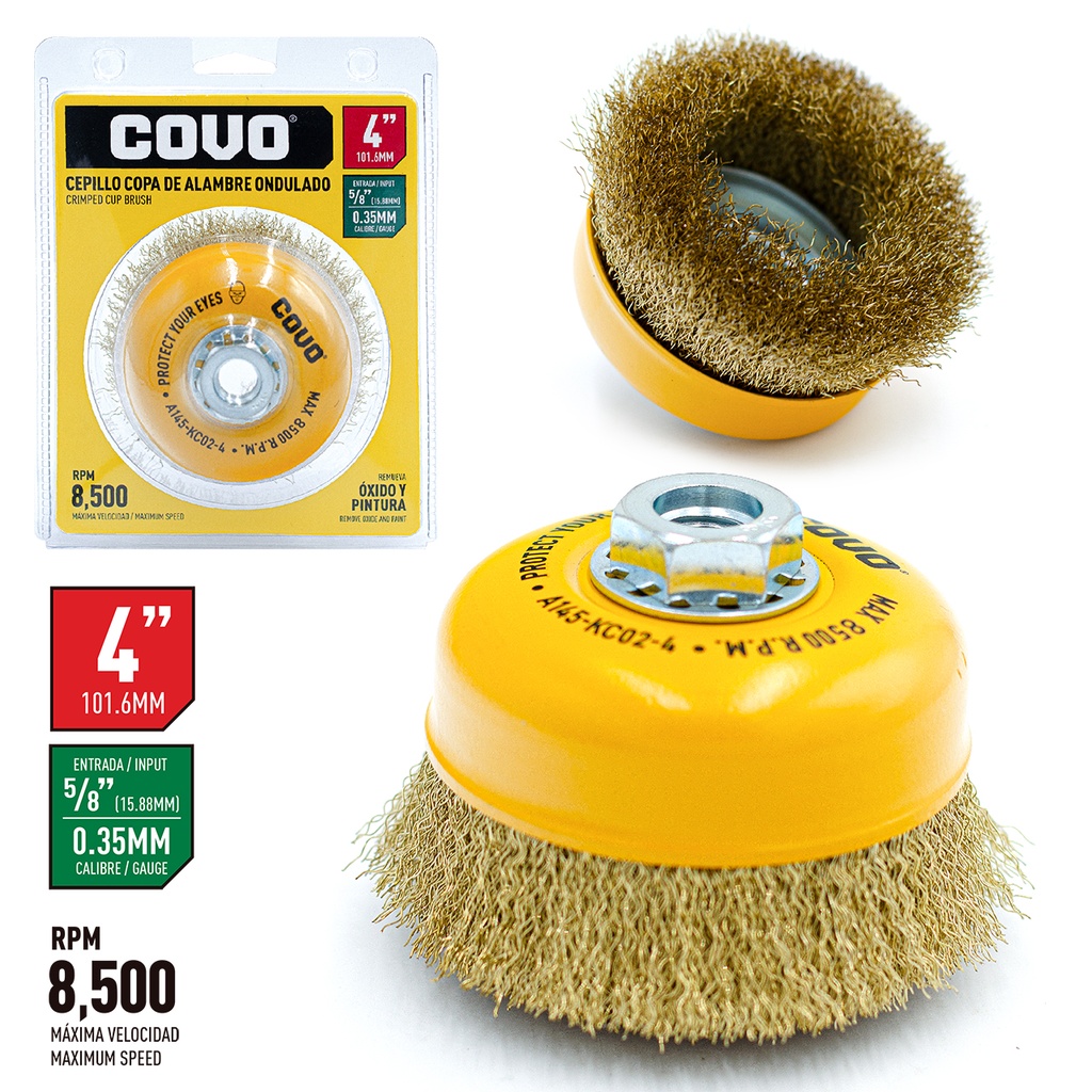 CEPILLO CIRC ALAMBRE ONDULADO 4" x 5/8 COVO 4-183