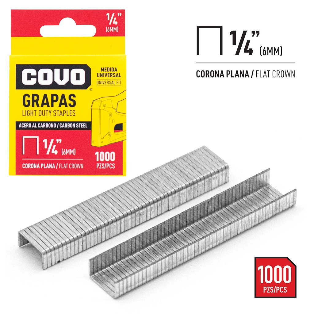 GRAPA PLANA 1/4" (1000 PCS) COVO 4-194