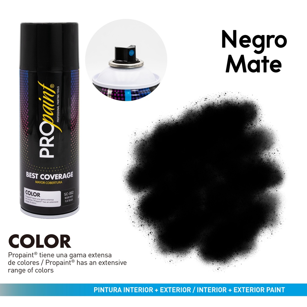 SPRAY NEGRO MATE x 400 ML PRO PAINT 4-224