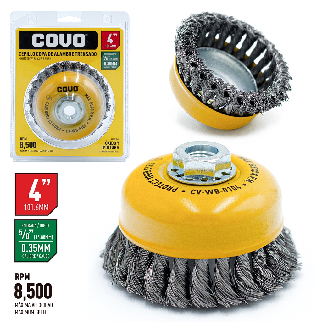 CEPILLO CIRC ALAMBRE TRENZADO 4" x 5/8 COVO 4-294