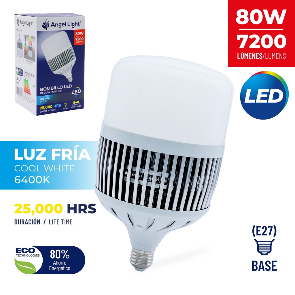 BOMBILLO LED 80W ANGEL LIGHT E27/E40 110/220 4-298