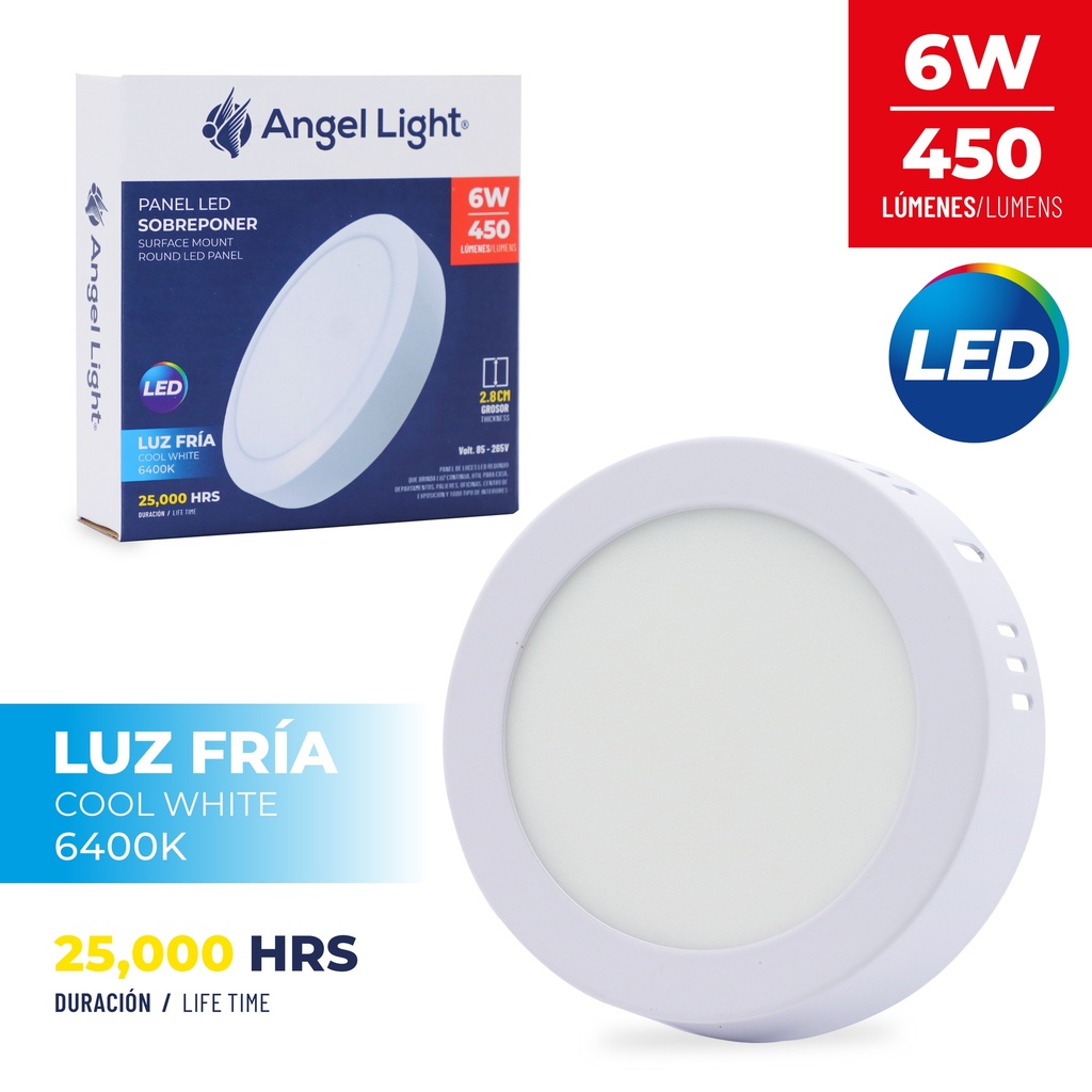 PANEL LED SUPER BLANCA REDONDA 6W 85-265V 4-338