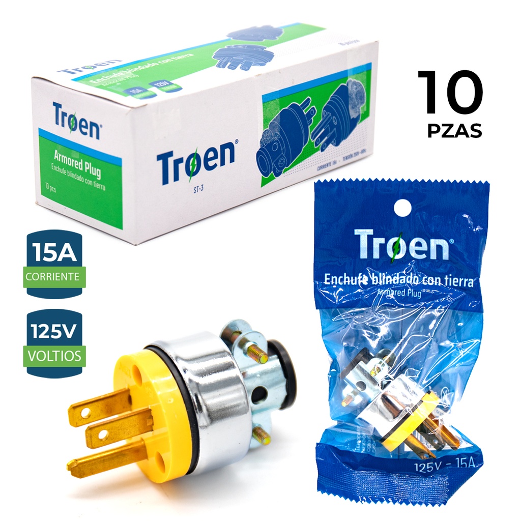 ENCHUFE AMARILLO METAL VINIL 2P+T TROEN 4-382