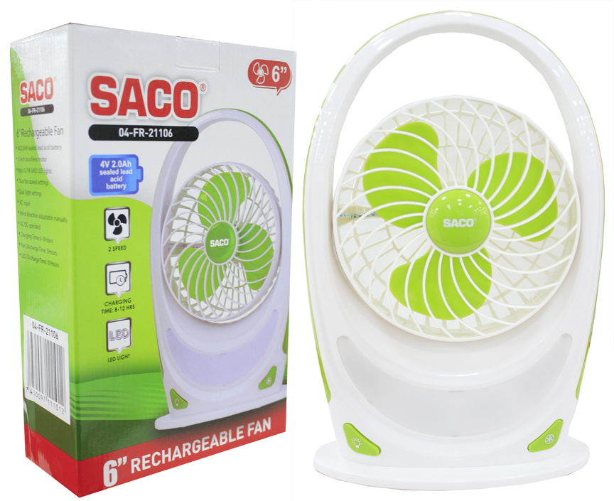 VENTILADOR RECARGABLE 6" SACO 4-400