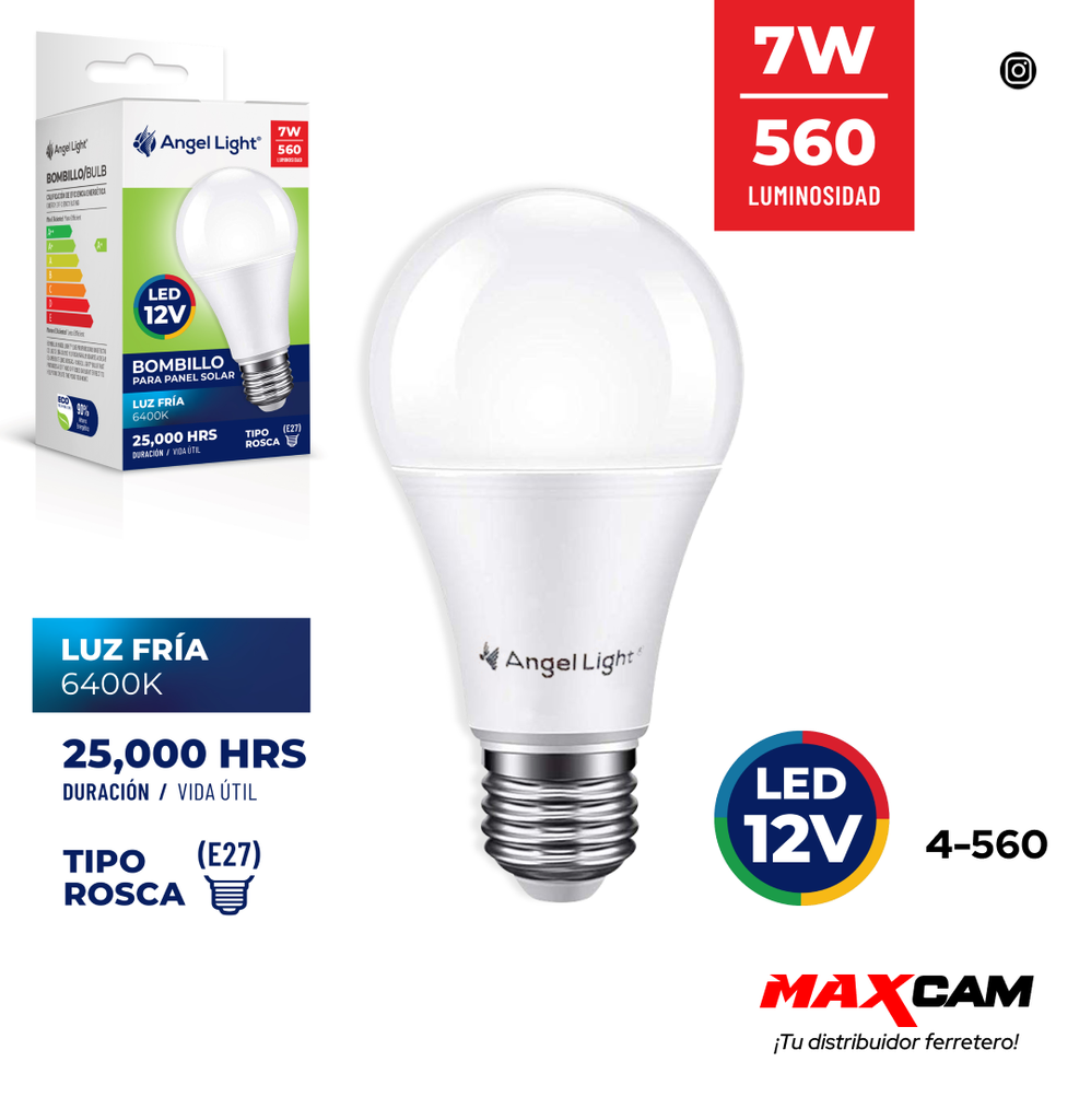 BOMBILLO BULBO LED 7W 12V P/PANEL SOLAR ANGEL LIGHT 4-560