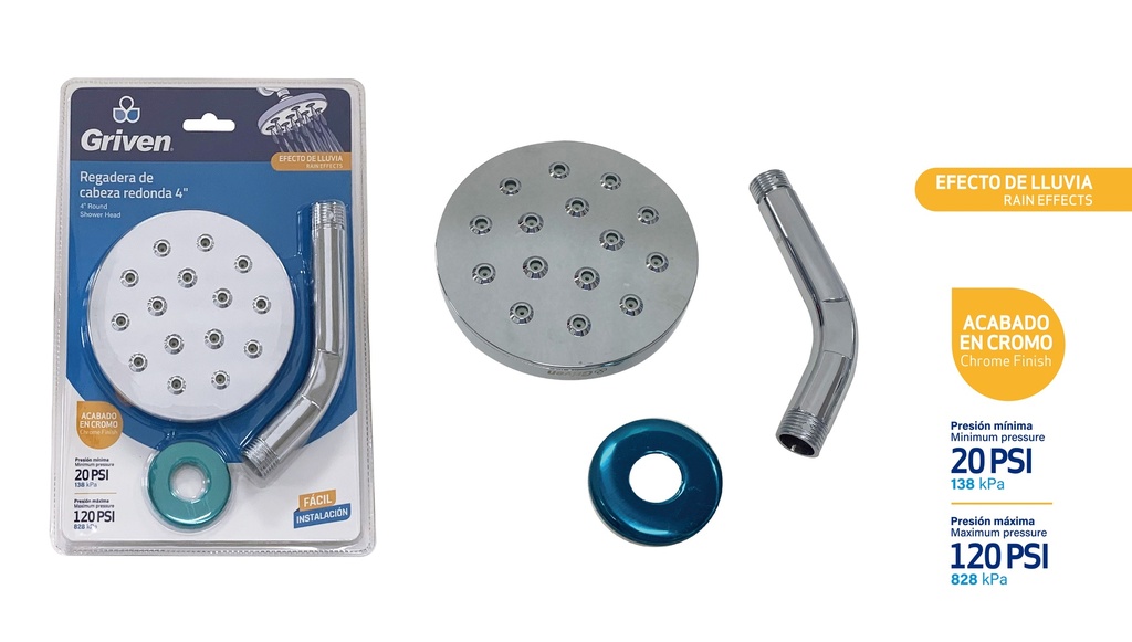 REGADERA REDONDA 4¨ C/TUBO GRIVEN 4-565