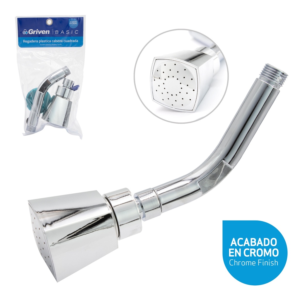 REGADERA CUADRADA PLAST/CROM  GRIVEN 4-567