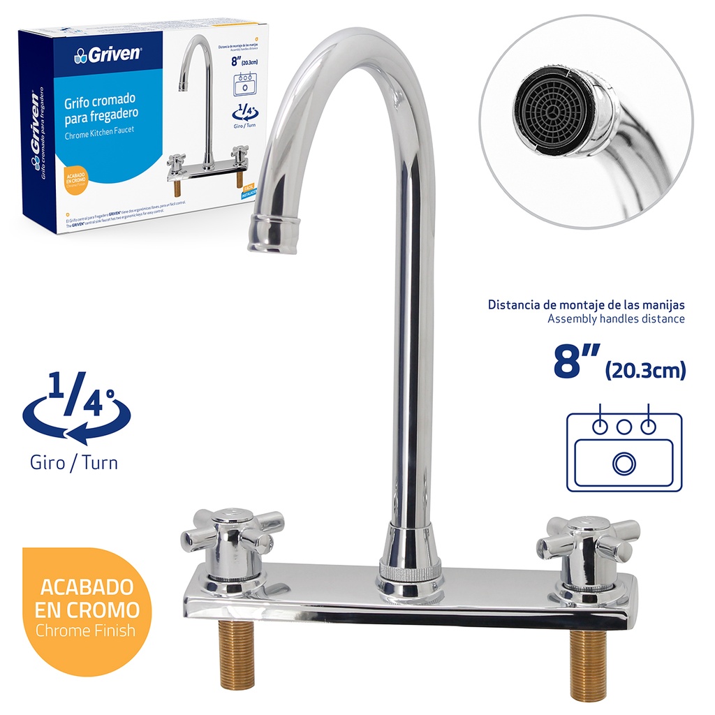 LLAVE FREGADERO DOBLE METALICA GRIVEN 4-596