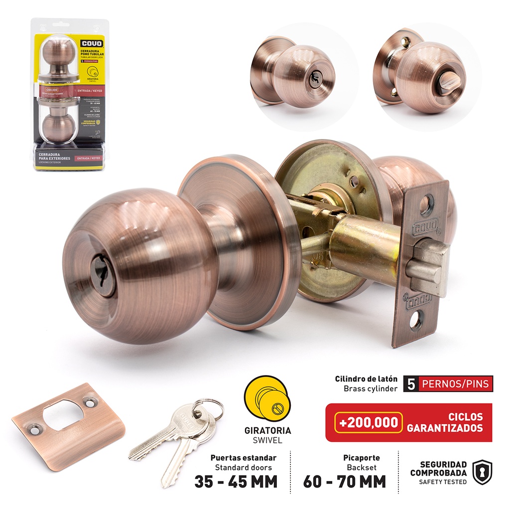 [4-612] CERRADURA DE POMO SWITCH COBRE COVO 4-612