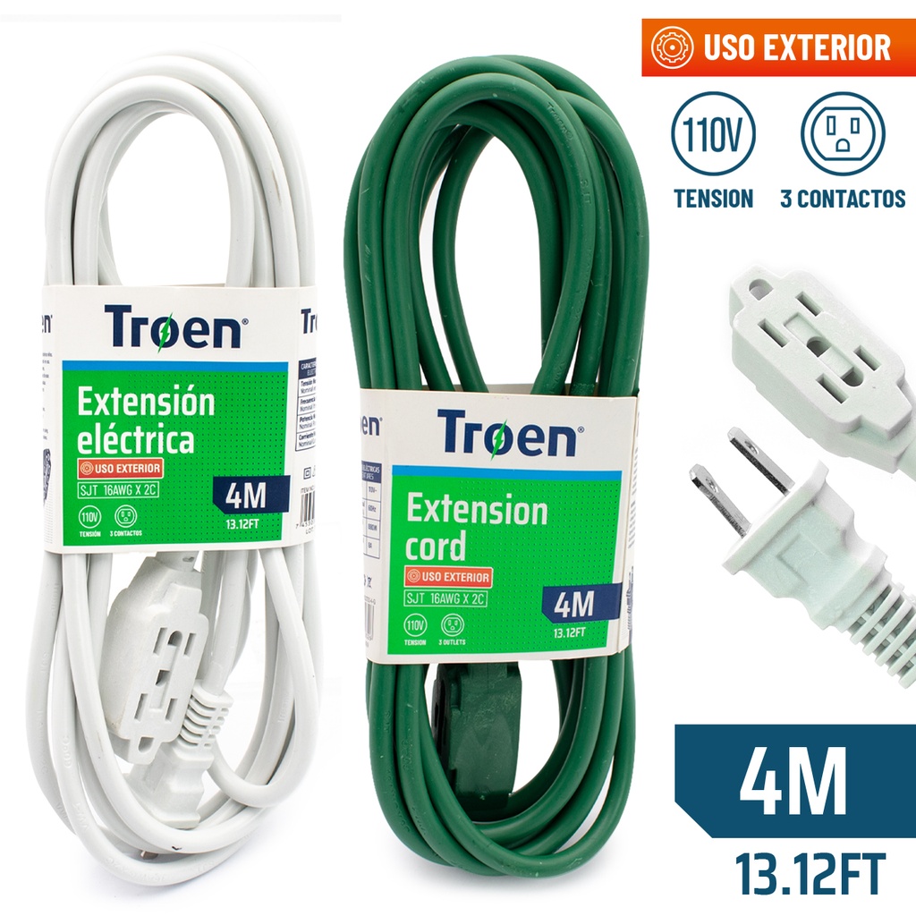 EXTENSION ELECTRICA 2x16  4MTS TROEN 4-614
