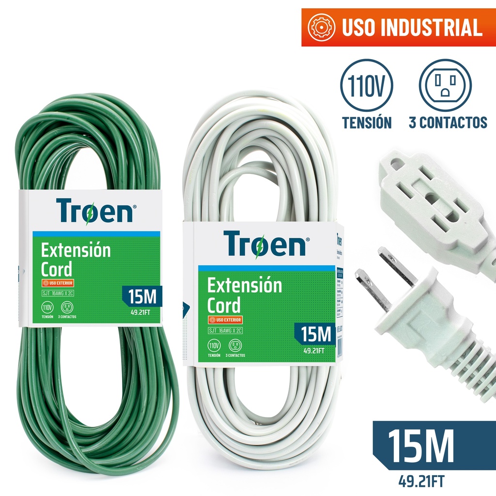 [4-621] EXTENSION ELECTRICA 2x16  15MTS TROEN 4-621