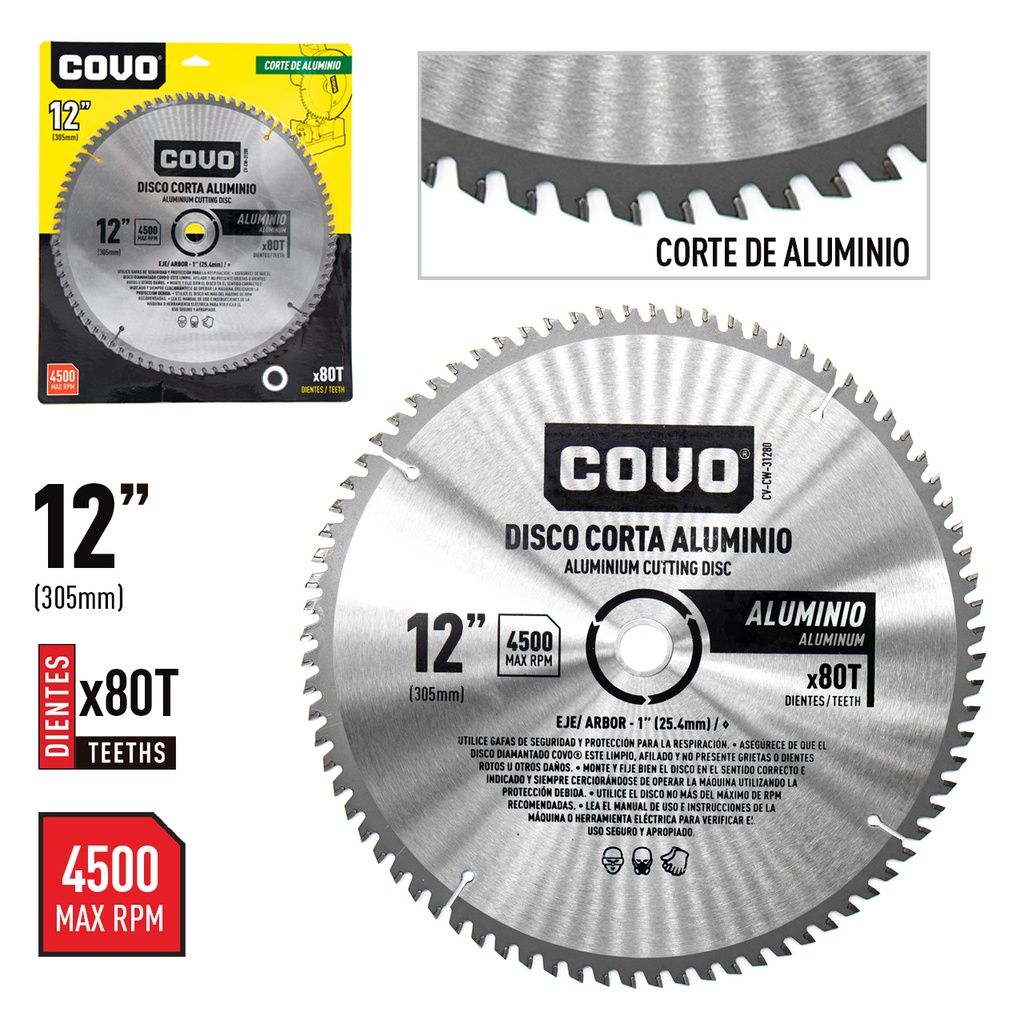 DISCO P/CORTAR ALUMINIO 12" 80D COVO 4-665