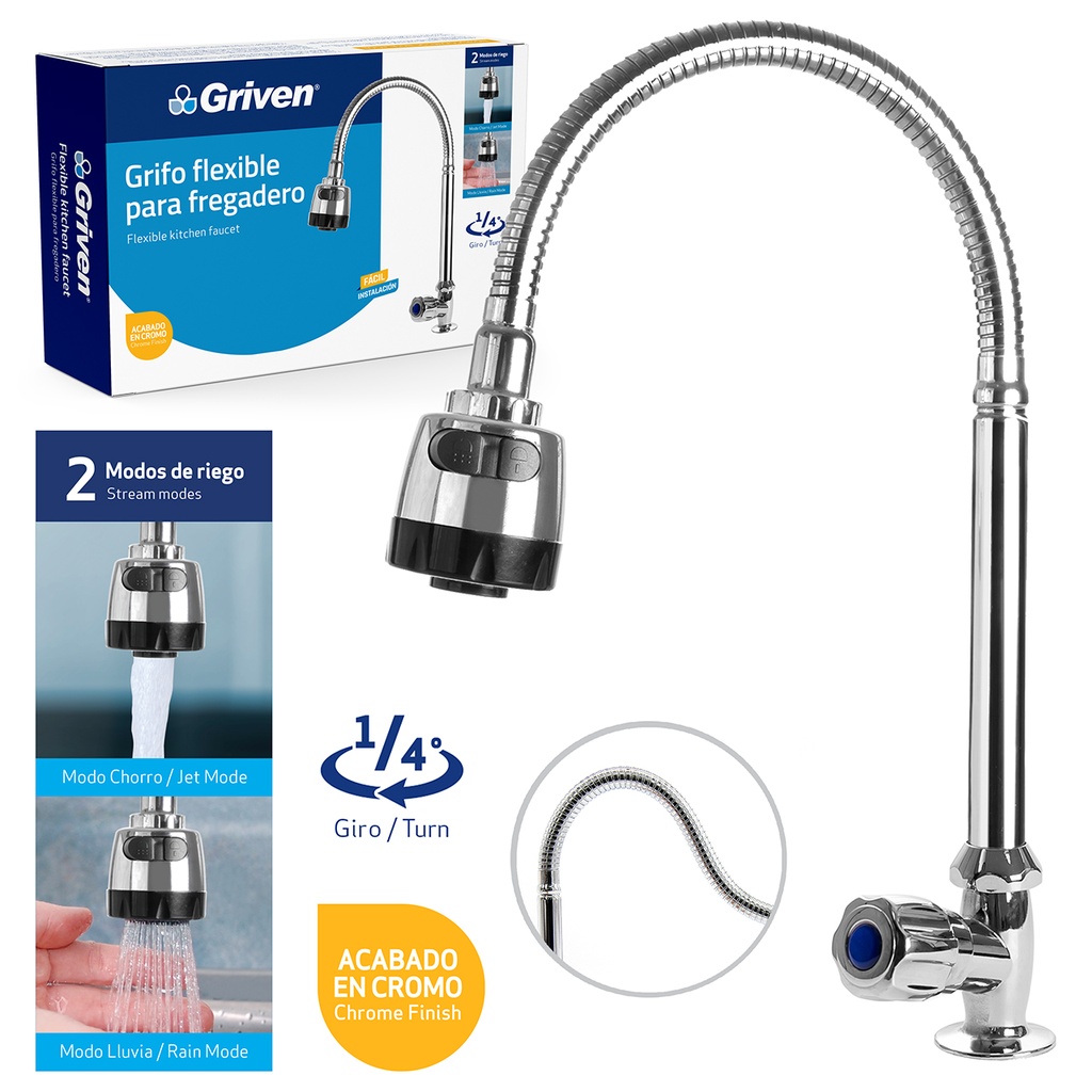 LLAVE FREGADERO INDIVIDUAL FLEXIBLE GRIVEN 4-666