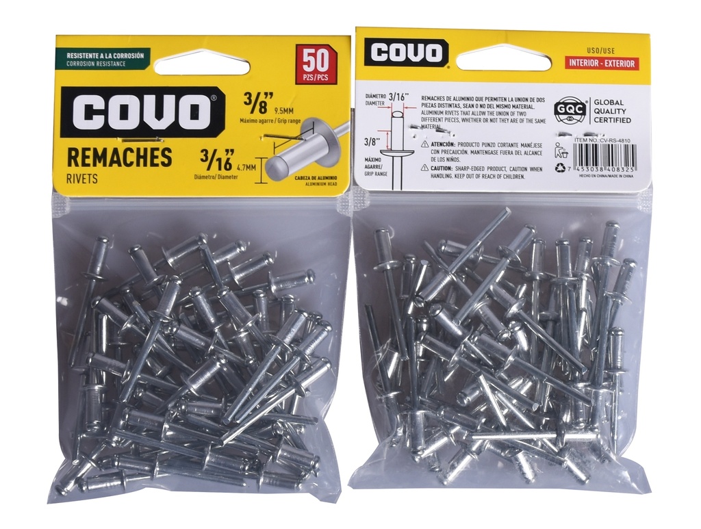 REMACHE 3/16 x 3/8 x 50 UNID COVO 4-674