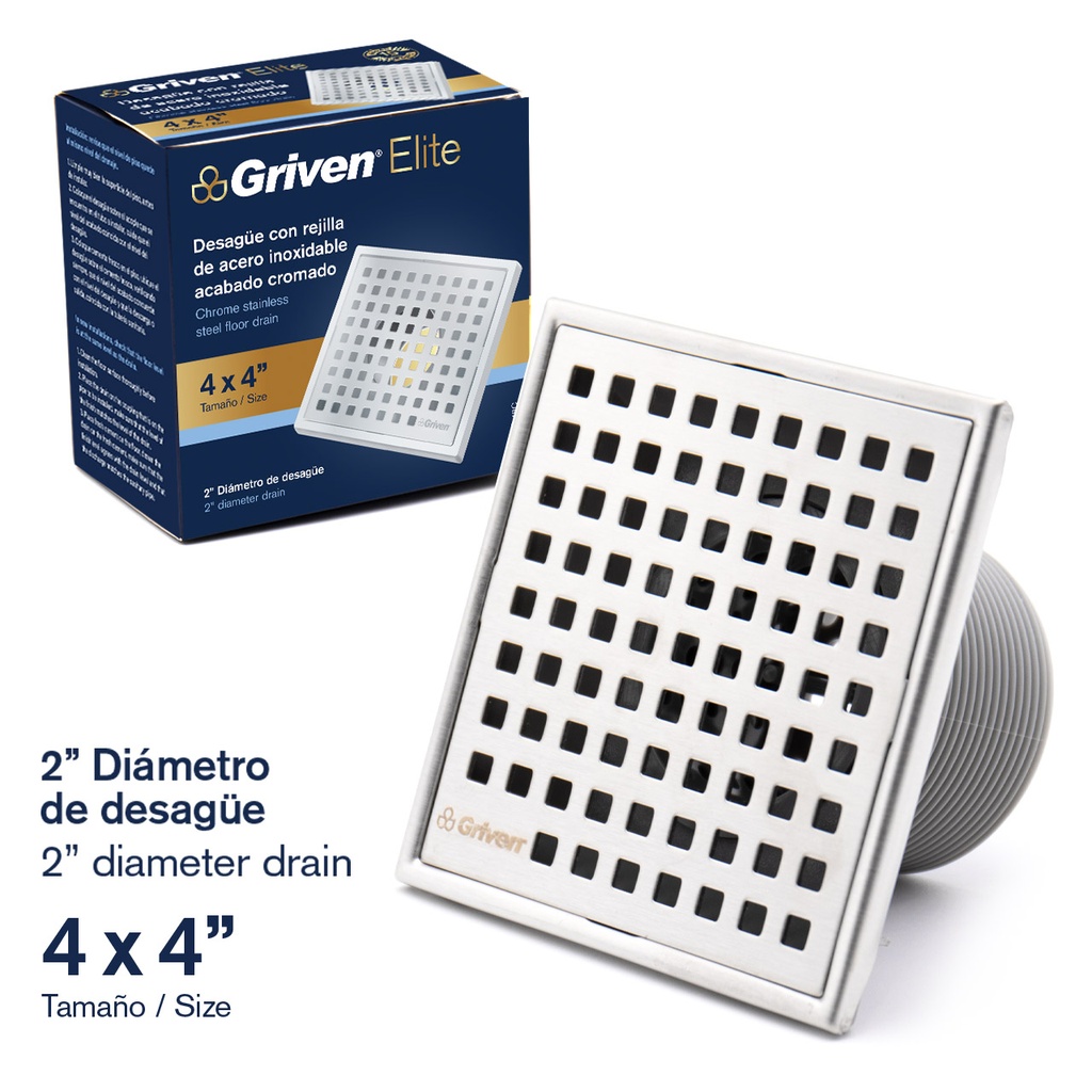 REJILLA CROMADA CUADRADA PERFORADA GRIVEN ELITE 4-680