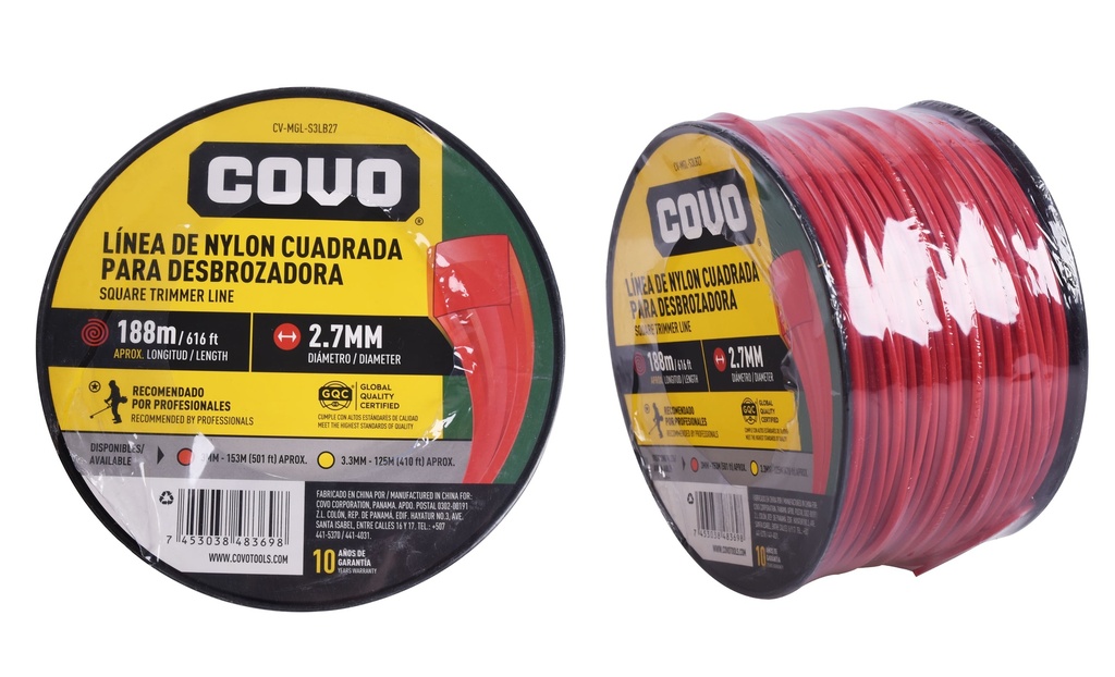 NYLON DESMAL CUADRADO 2.7MM x 188MTS COVO 4-729