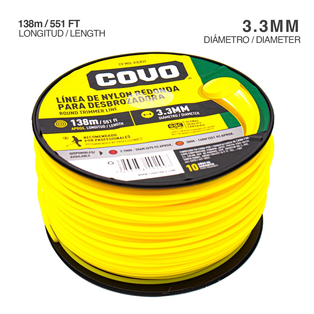 NYLON DESMAL REDONDO 3.3MM x 138MTS COVO 4-734
