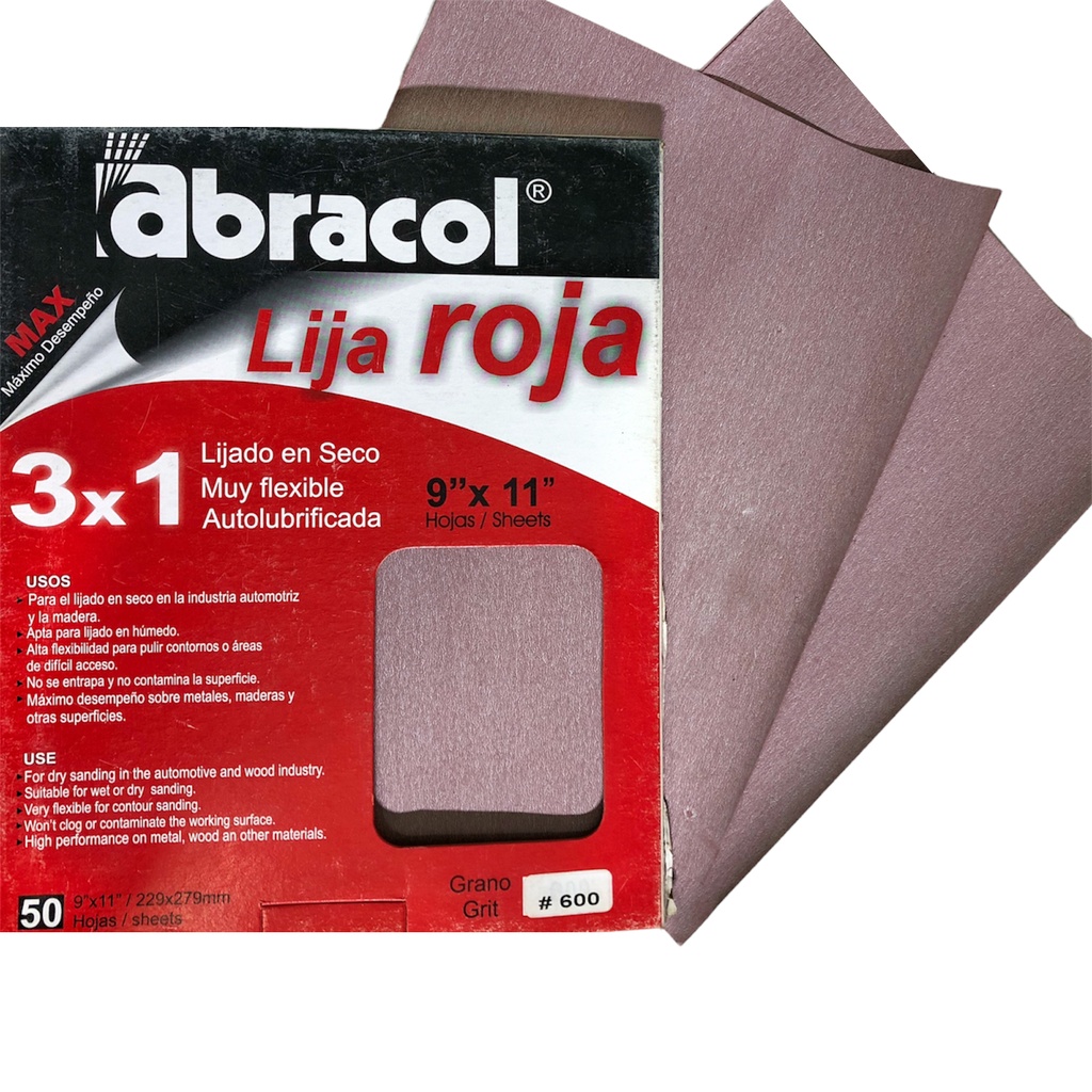 LIJA ROJA GRANO 600 ABRACOL 0-380