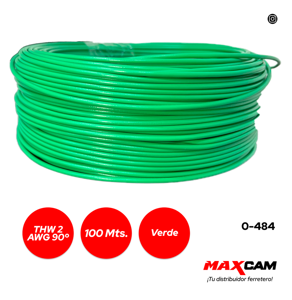 CABLE THHW 2 AWG 90° VERDE 100 MTS ICONEL 0-484
