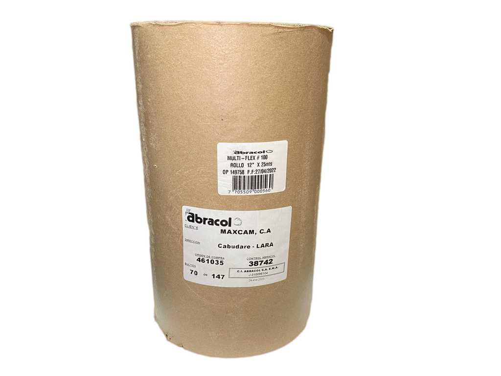 LIJA BANDA GRANO 100 x 12" ROLLO 25mts 0-576