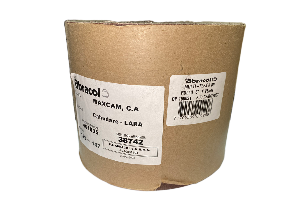 [0-579] LIJA BANDA GRANO 80 x 6" ROLLO 25mts 0-579