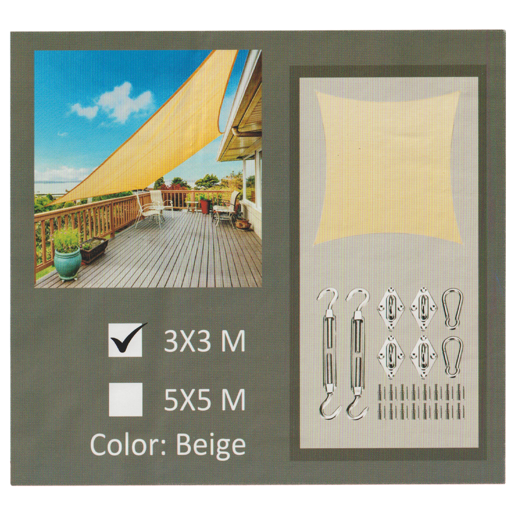 TOLDO CUADRADO TIPO VELA 3x3MTS BEIGE TRICAL 0-670