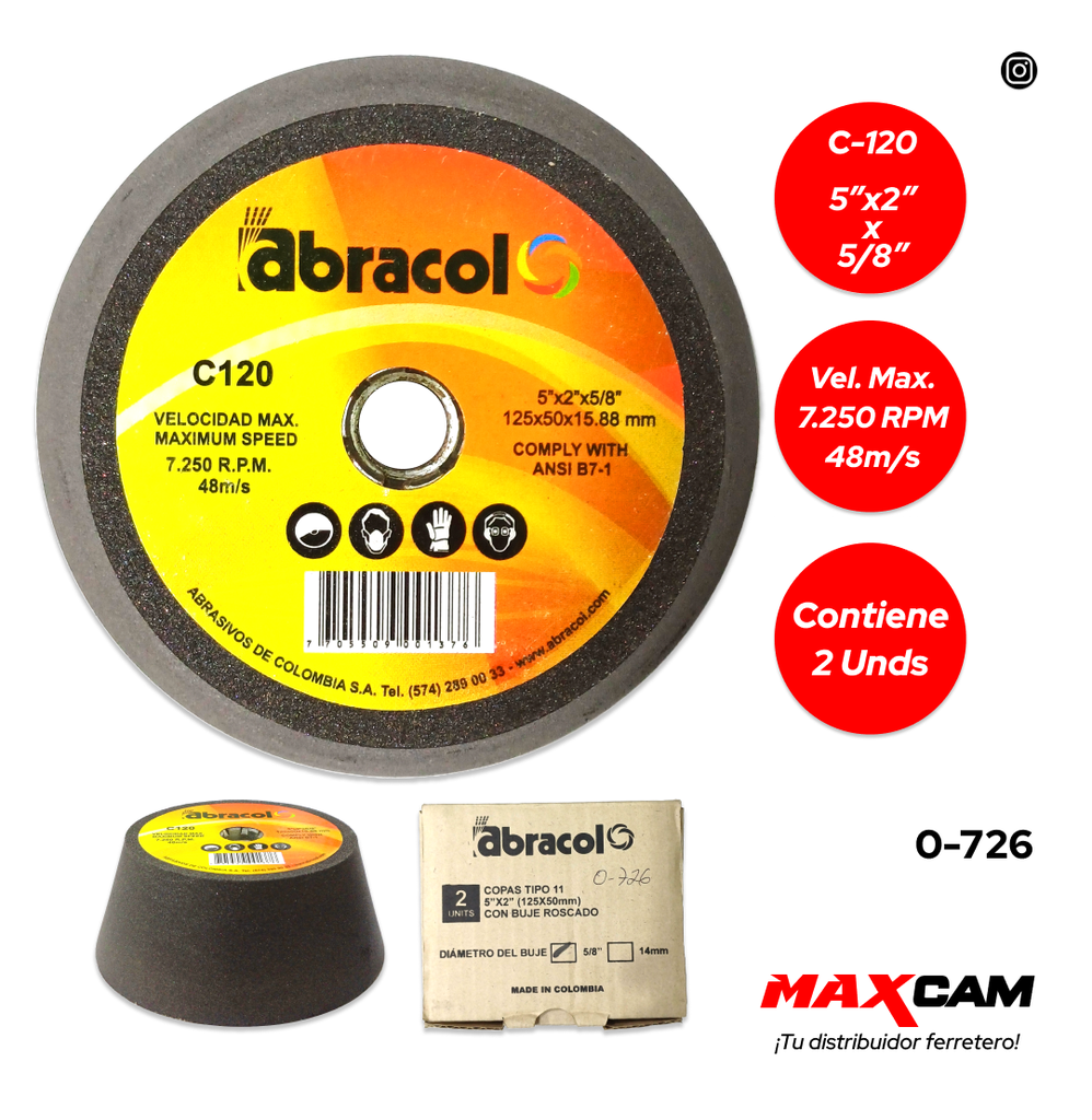 PIEDRA COPA C-120 5x2x5/8" ABRACOL 0-726